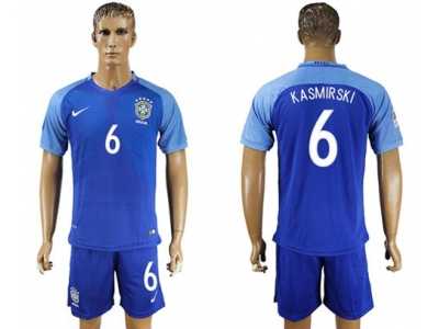 Brazil #6 Kasmirski Blue Soccer Country Jersey