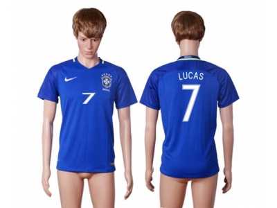 Brazil #7 Lucas Away Soccer Country Jersey
