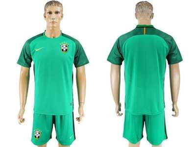 Brazil Blank Green Goalkeeper Soccer Country Jersey