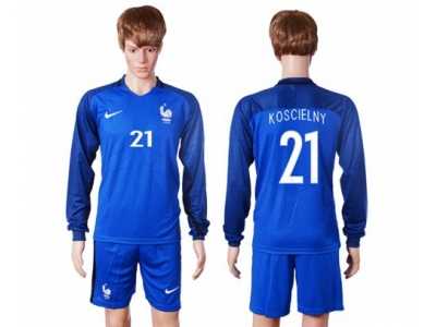 France #21 Koscielny Home Long Sleeves Soccer Country Jersey