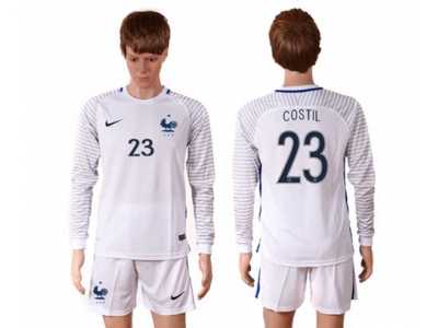 France #23 Costil White Goalkeeper Long Sleeves Soccer Country Jersey