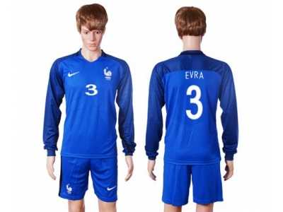 France #3 Evra Home Long Sleeves Soccer Country Jersey
