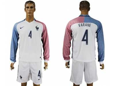 France #4 Varane Away Long Sleeves Soccer Country Jersey
