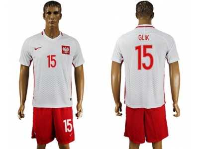 Poland #15 Glik Home Soccer Country Jersey