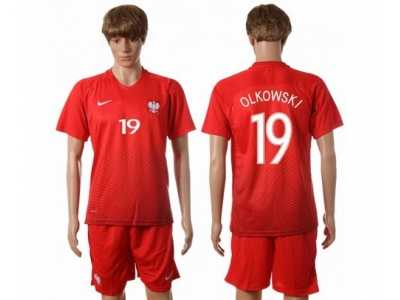 Poland #19 Olkowski Away Soccer Country Jersey