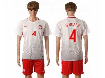 Poland #4 Szukala Home Soccer Country Jersey