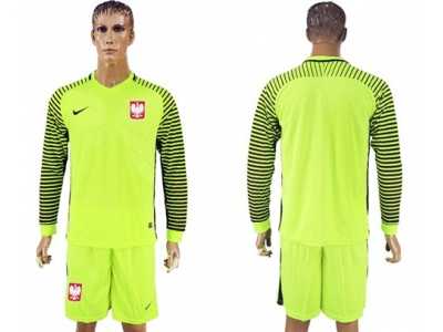 Poland Blank Green Long Sleeves Goalkeeper Soccer Country Jersey