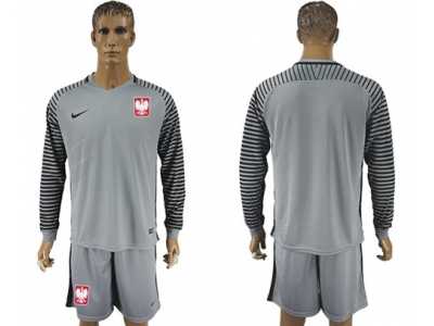 Poland Blank Grey Goalkeeper Long Sleeves Soccer Country Jersey