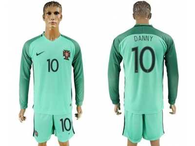 Portugal #10 Danny Away Long Sleeves Soccer Country Jersey