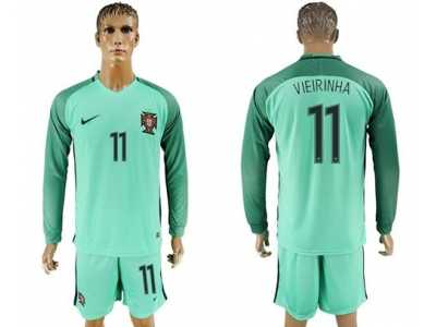 Portugal #11 Vieirinha Away Long Sleeves Soccer Country Jersey