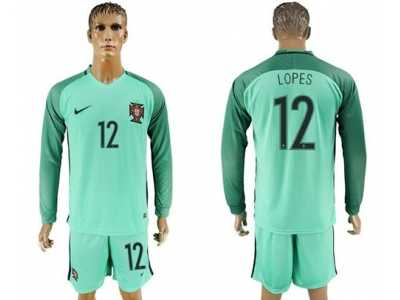 Portugal #12 Lopes Away Long Sleeves Soccer Country Jersey