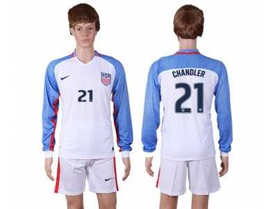 USA #21 Chandler Home Long Sleeves Soccer Country Jersey