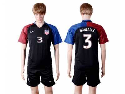 USA #3 Gonzalez Away(Three Star) Soccer Country Jersey