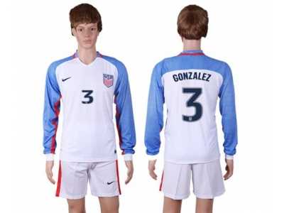 USA #3 Gonzalez Home Long Sleeves Soccer Country Jersey