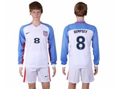 USA #8 Dempsey Home Long Sleeves Soccer Country Jersey