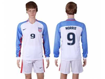 USA #9 Morris Home Long Sleeves Soccer Country Jersey
