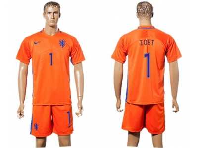 Holland #1 Zoet Home Soccer Country Jersey