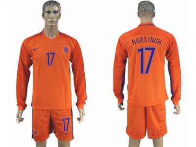 Holland #17 Narsingh Home Long Sleeves Soccer Country Jersey
