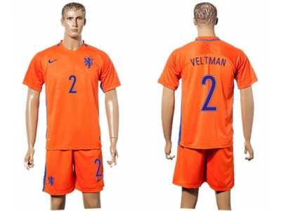 Holland #2 Veltman Home Soccer Country Jersey