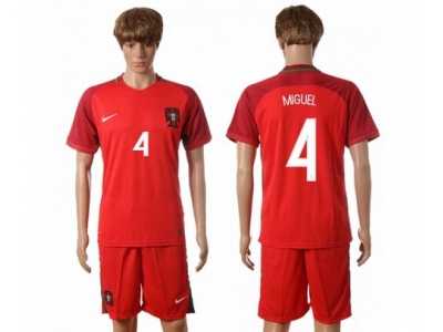 Portugal #4 Miguel Home Soccer Country Jersey