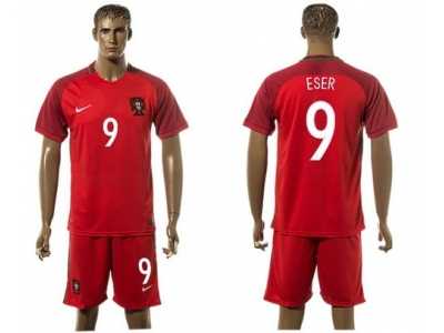 Portugal #9 Eser Home Soccer Country Jersey