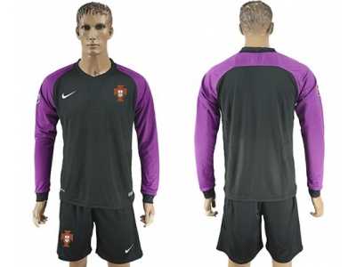 Portugal Blank Black Goalkeeper Long Sleeves Soccer Country Jersey