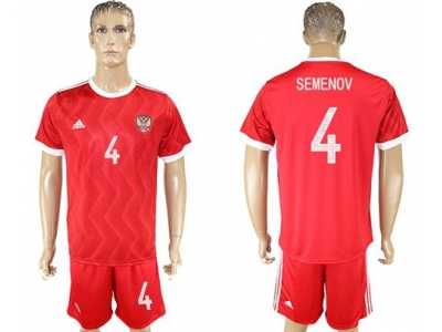 Russia #4 Semenov Federation Cup Home Soccer Country Jersey