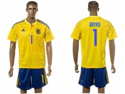 Ukraine #1 Boyko Home Soccer Country Jersey