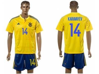 Ukraine #14 Karavayev Home Soccer Country Jersey
