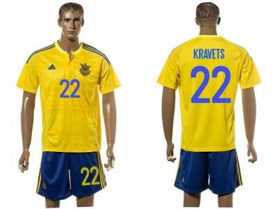 Ukraine #22 Kravets Home Soccer Country Jersey