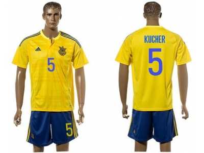 Ukraine #5 Kucher Home Soccer Country Jersey