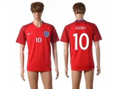 England #10 Wayne Rooney Away Soccer Country Jersey