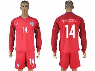 England #14 Walcott Away Long Sleeves Soccer Country Jersey