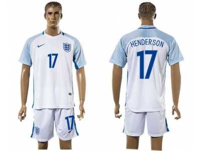 England #17 Henderson Home Soccer Country Jersey