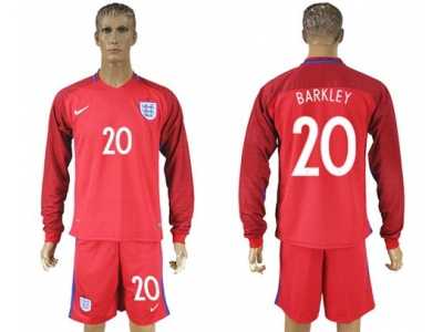 England #20 Barkley Away Long Sleeves Soccer Country Jersey
