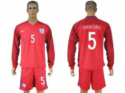 England #5 Smalling Away Long Sleeves Soccer Country Jersey