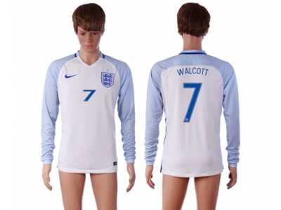 England #7 Walcott Home Long Sleeves Soccer Country Jersey