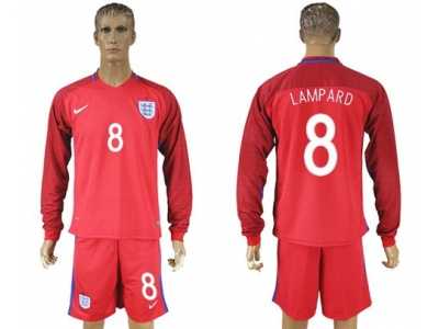 England #8 Lampard Away Long Sleeves Soccer Country Jersey