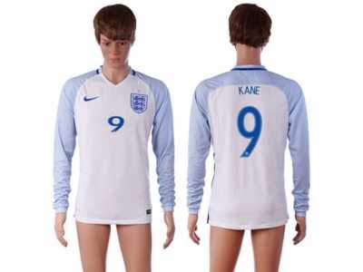 England #9 Kane Home Long Sleeves Soccer Country Jersey