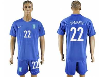 Greece #22 Samaris Away Soccer Country Jersey