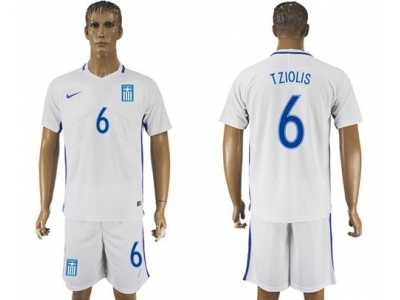 Greece #6 Tziolis Home Soccer Country Jersey