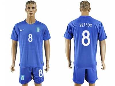 Greece #8 Petsos Away Soccer Country Jersey