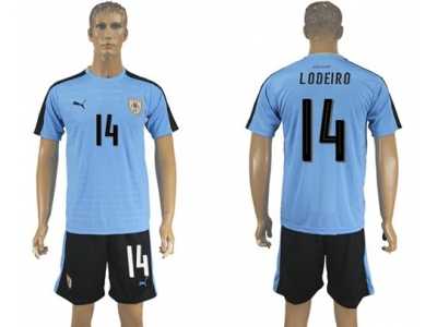 Uruguay #14 Lodeiro Home Soccer Country Jersey