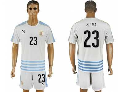 Uruguay #23 Silva Away Soccer Country Jersey