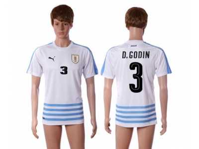 Uruguay #3 D.Godin Away Soccer Country Jersey