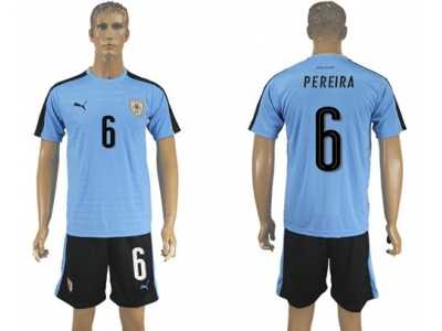 Uruguay #6 Pereira Home Soccer Country Jersey