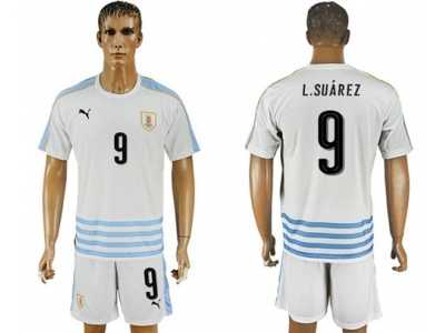Uruguay #9 L.Suarez Away Soccer Country Jersey