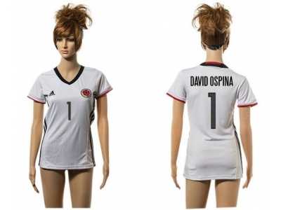 Women's Colombia #1 David Ospina Away Soccer Country Jersey