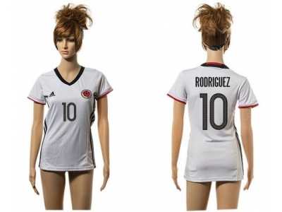 Women's Colombia #10 Rodriguez Away Soccer Country Jersey