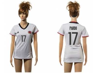 Women's Colombia #17 Pardo Away Soccer Country Jersey